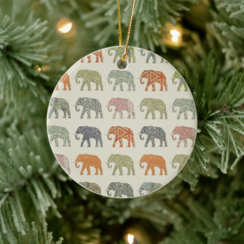 Elephant Colorful Animal Pattern Ceramic Ornament