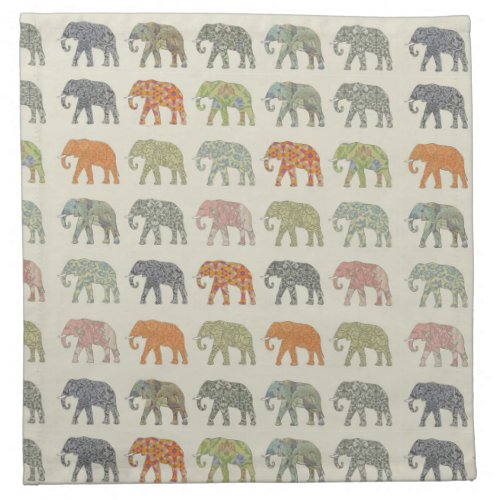 Elephant Colorful Animal Pattern Cloth Napkin