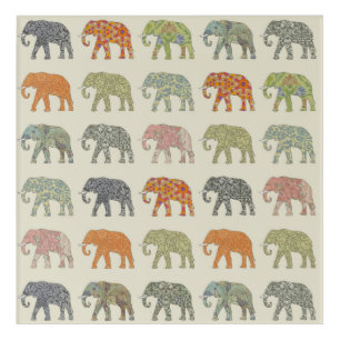 Elephant Colorful Animal Pattern Contemporary Acrylic Print