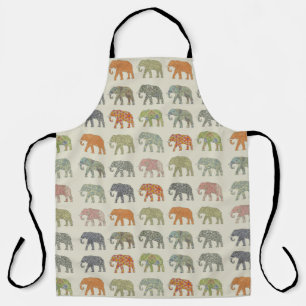 Elephant Colorful Animal Pattern Contemporary Apron