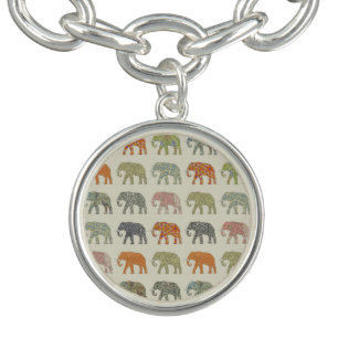 Elephant Colorful Animal Pattern Contemporary Bracelet