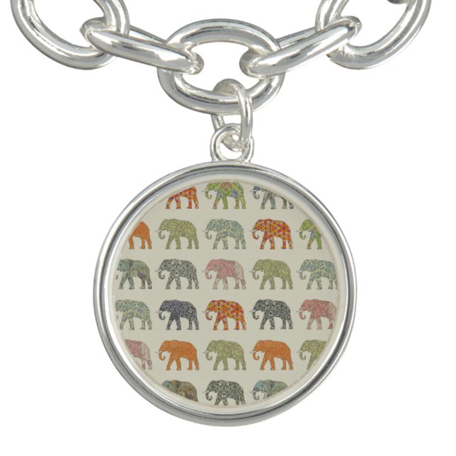 Elephant Colorful Animal Pattern Contemporary Bracelet (Design)