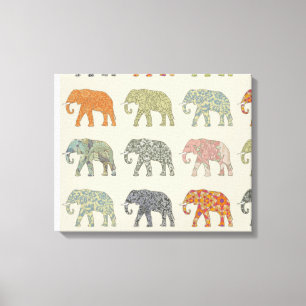 Elephant Colorful Animal Pattern Contemporary Canvas Print