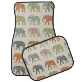 Elephant Colorful Animal Pattern Contemporary Car Floor Mat