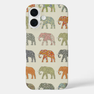 Elephant Colorful Animal Pattern Contemporary iPhone 16 Case