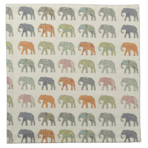 Elephant Colorful Animal Pattern Contemporary Cloth Napkin