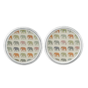 Elephant Colorful Animal Pattern Contemporary Cufflinks