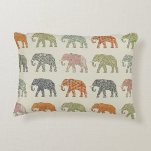 Elephant Colorful Animal Pattern Contemporary Decorative Pillow