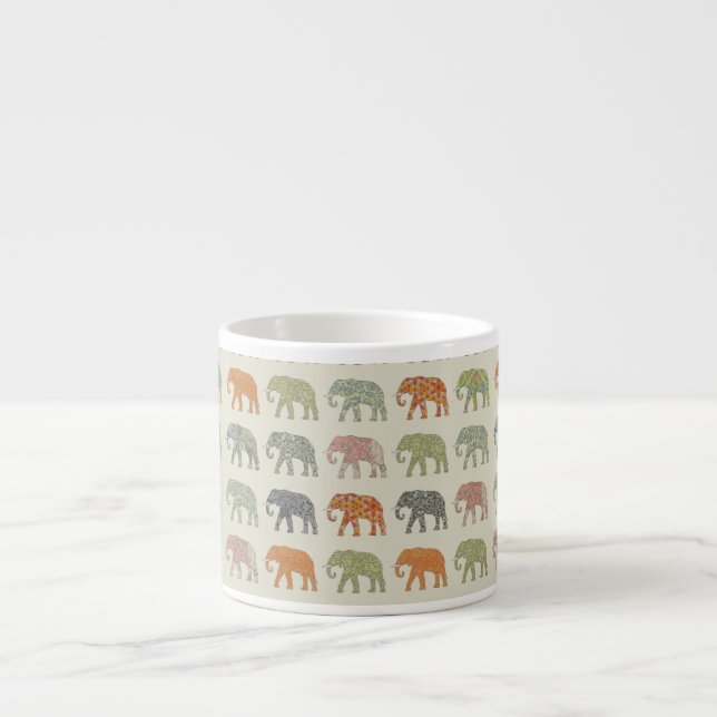 Elephant Colorful Animal Pattern Contemporary Espresso Cup (Front)