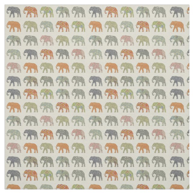 Elephant Colorful Animal Pattern Contemporary Fabric (Swatch)