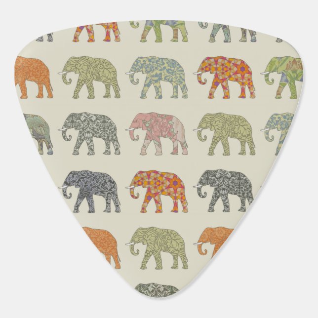 Elephant Colorful Animal Pattern Contemporary Guitar Pick (Back)