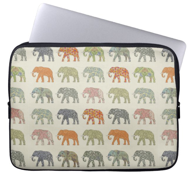 Elephant Colorful Animal Pattern Contemporary Laptop Sleeve (Front)