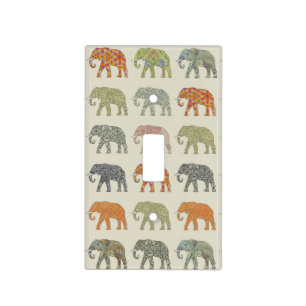 Elephant Colorful Animal Pattern Contemporary Light Switch Cover