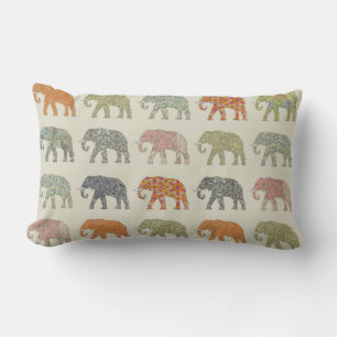 Elephant Colorful Animal Pattern Contemporary Lumbar Pillow