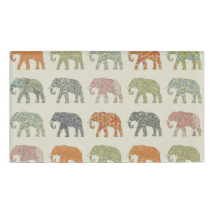 Elephant Colorful Animal Pattern Contemporary Name Tag