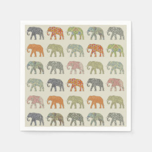 Elephant Colorful Animal Pattern Contemporary Paper Napkins