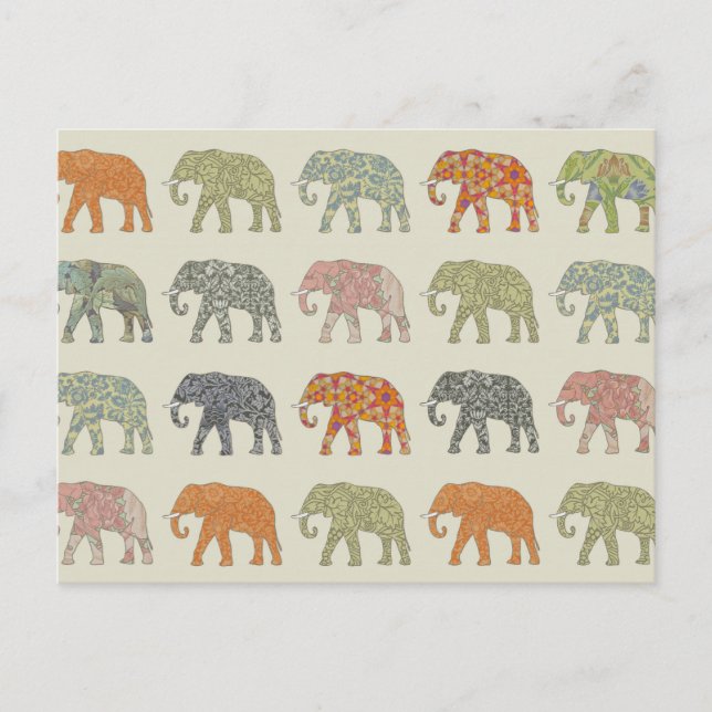 Elephant Colorful Animal Pattern Contemporary Postcard (Front)