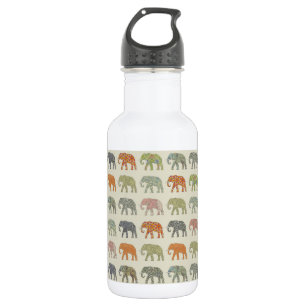 Elephant Colorful Animal Pattern Contemporary Stainless Steel Water Bottle