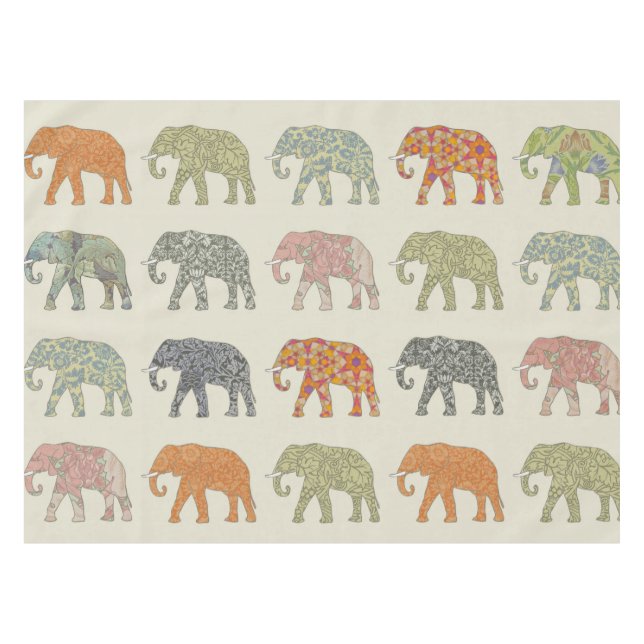 Elephant Colorful Animal Pattern Contemporary Tablecloth (Front (Horizontal))