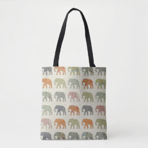 Elephant Colorful Animal Pattern Contemporary Tote Bag