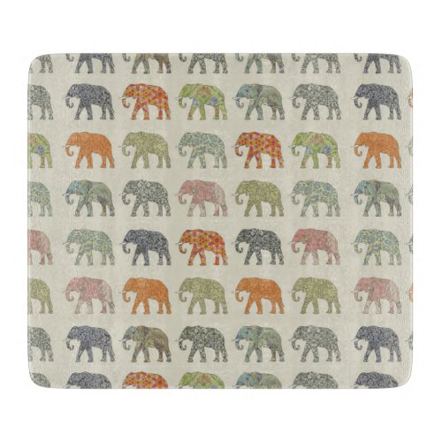 Elephant Colorful Animal Pattern Cutting Board