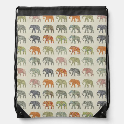Elephant Colorful Animal Pattern Drawstring Bag