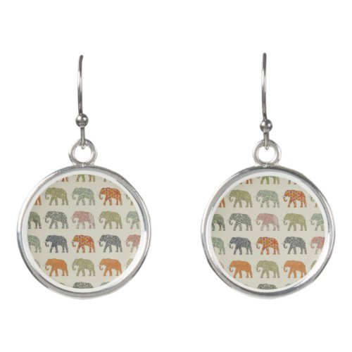 Elephant Colorful Animal Pattern Earrings
