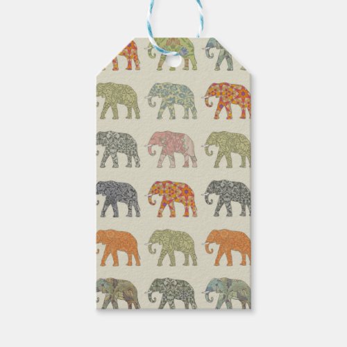 Elephant Colorful Animal Pattern Gift Tags