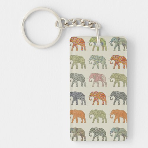 Elephant Colorful Animal Pattern Keychain