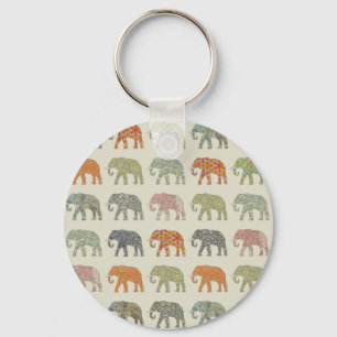 Elephant Colorful Animal Pattern Keychain