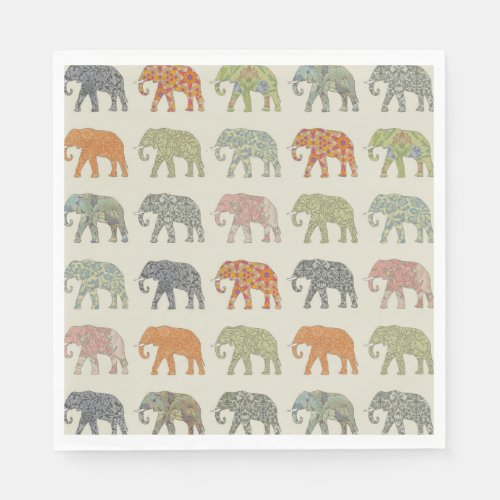 Elephant Colorful Animal Pattern Napkins