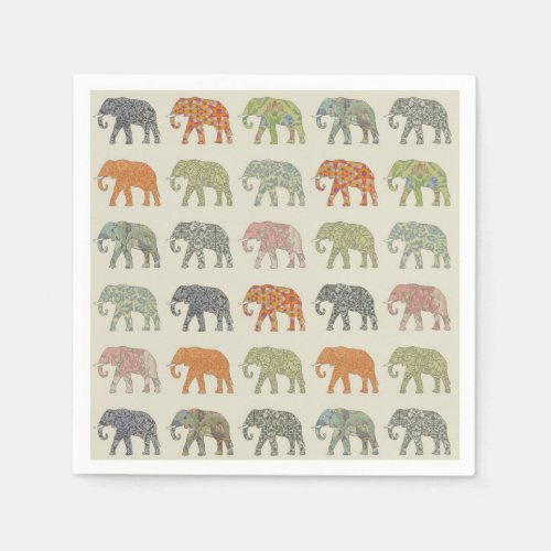 Elephant Colorful Animal Pattern Paper Napkins