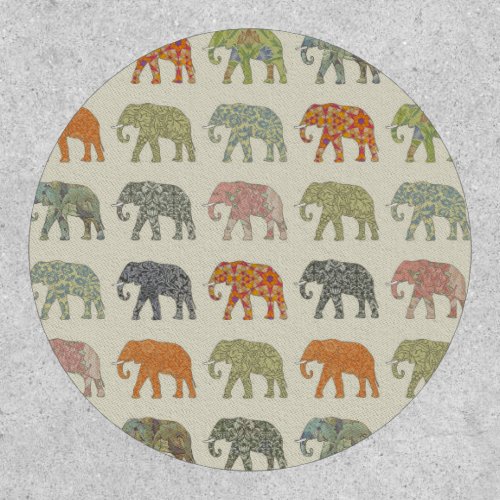 Elephant Colorful Animal Pattern Patch