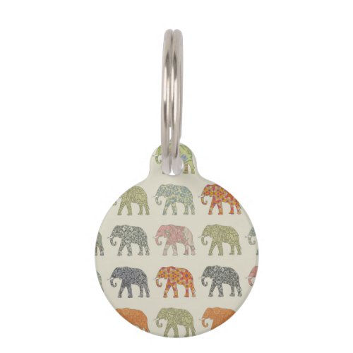 Elephant Colorful Animal Pattern Pet Tag