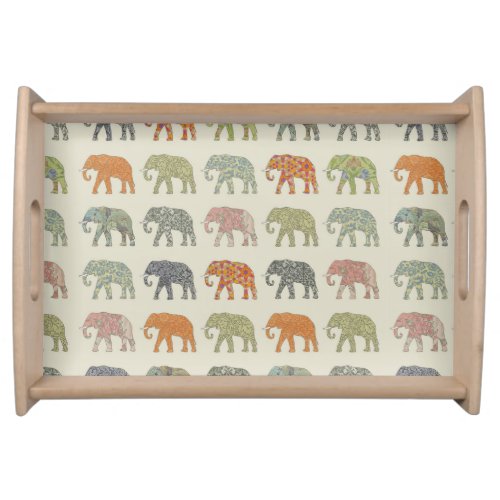 Elephant Colorful Animal Pattern Serving Tray