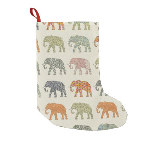 Elephant Colorful Animal Pattern Small Christmas Stocking