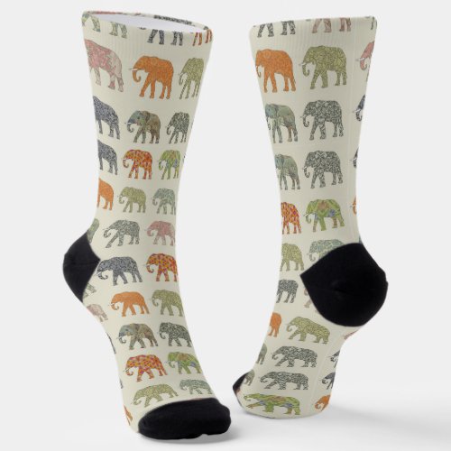 Elephant Colorful Animal Pattern Socks