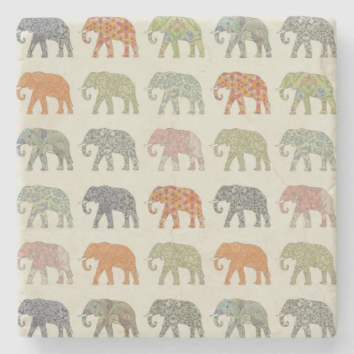 Elephant Colorful Animal Pattern Stone Coaster