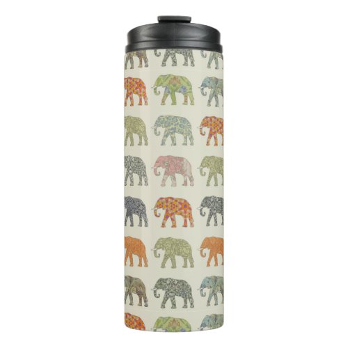 Elephant Colorful Animal Pattern Thermal Tumbler