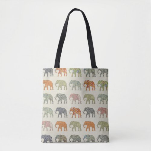 Elephant Colorful Animal Pattern Tote Bag