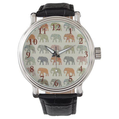 Elephant Colorful Animal Pattern Watch