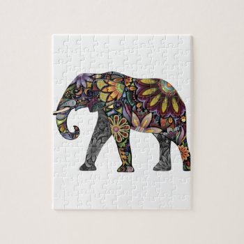 Elephant Colorful Jigsaw Puzzle by CustomCreationsStore at Zazzle