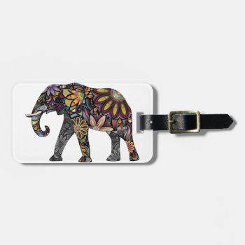 Elephant Colorful Luggage Tag by CustomCreationsStore at Zazzle