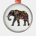 Elephant Colorful Metal Ornament at Zazzle