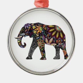 Elephant Colorful Metal Ornament by CustomCreationsStore at Zazzle