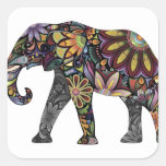 Elephant Colorful Square Sticker at Zazzle