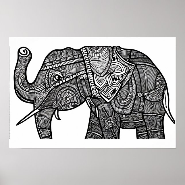 Elephant Coloring Page  Poster (Front)