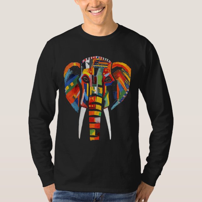 Elephant colourful artwork  animal motif animal el T-Shirt (Front)