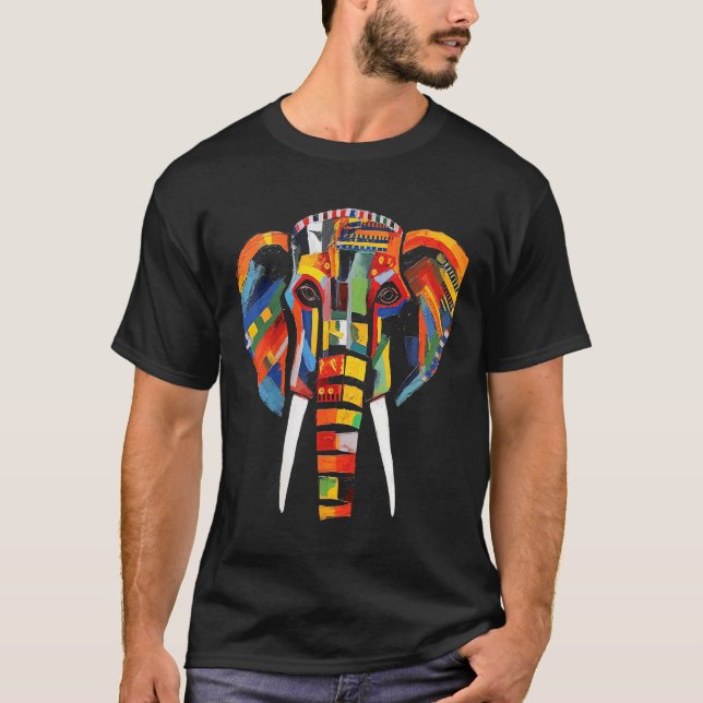 Elephant colourful artwork  animal motif animal el T-Shirt (Front)
