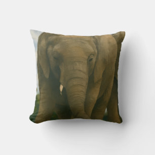 Elephant Companions in Savannah Light Throw Pillow